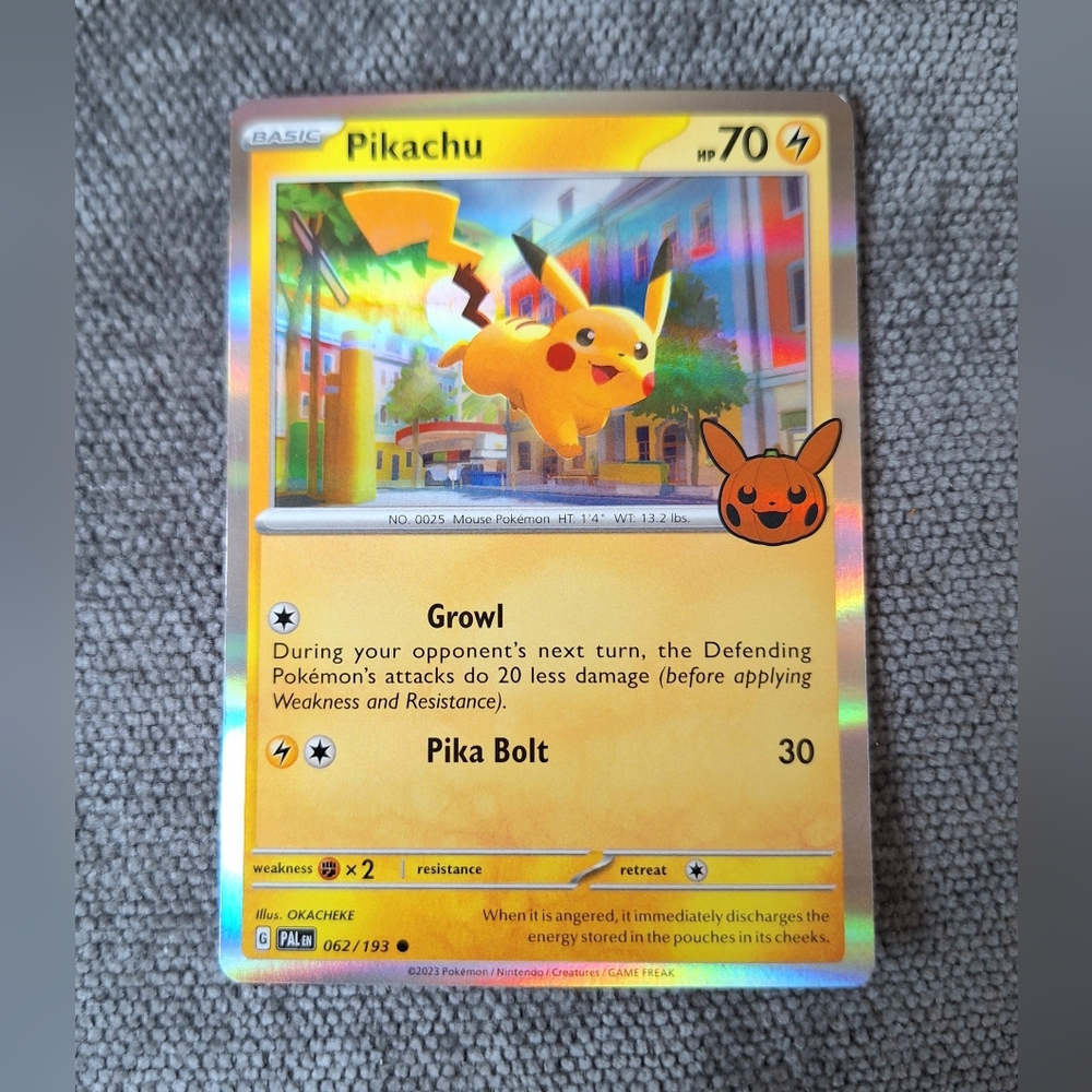 Pikachu 062/193 Pokémon Holo TCG Trick or Trade 2023 with Halloween Stamp